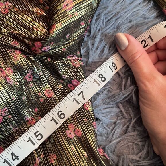 LoveShackFancy Ruthie Dress Gold Metallic Midnight Vine Floral Mini Size 6 - Picture 4 of 6